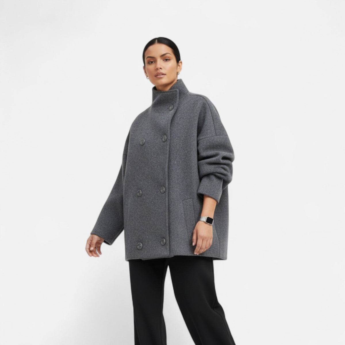 Cappotto corto da donna con collo alto