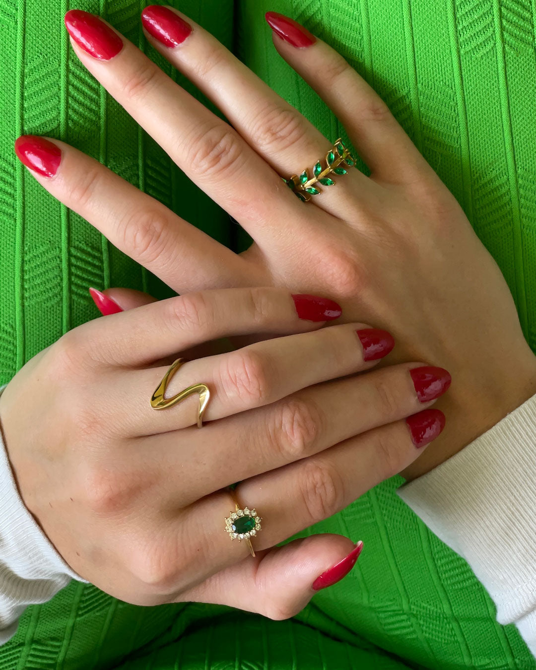 Clara | Grüner Zirkonia-Ring 18 Karat Gold