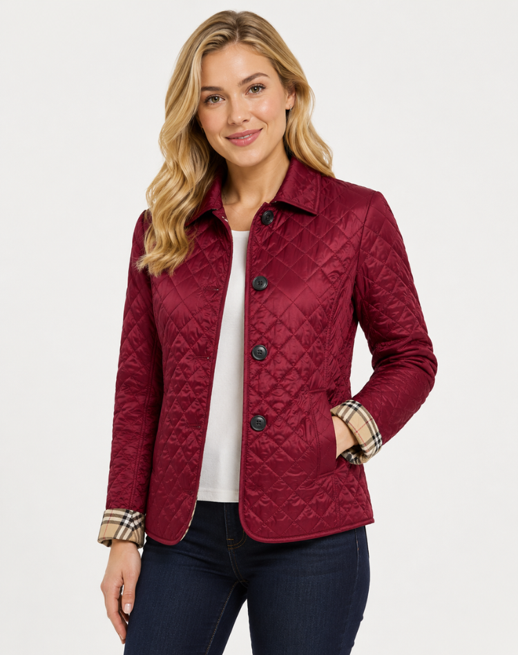 Women's Quilted Transition Jacket Elegant Button Collar