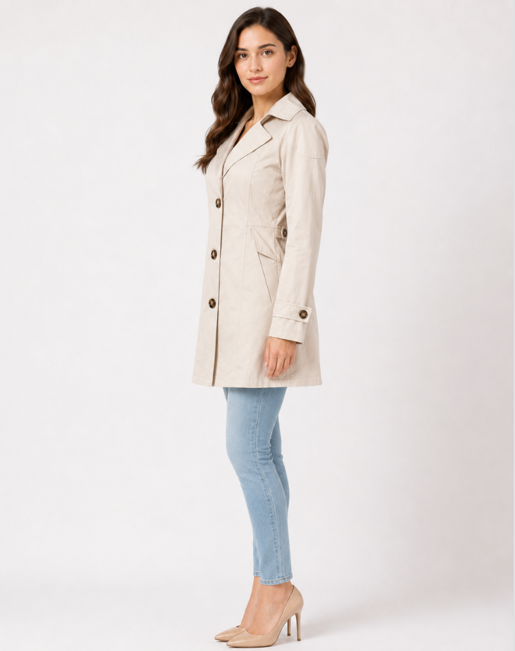 Women's Classic Short Trench Coat Belted Elegant Fit