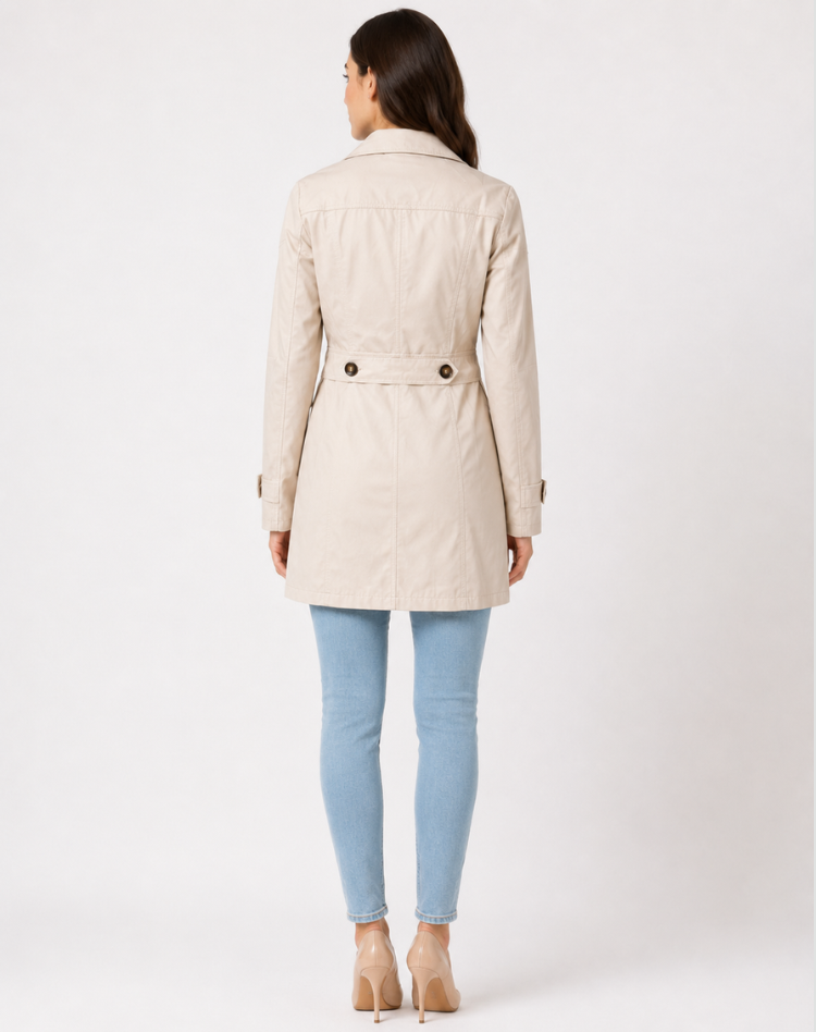 Women's Classic Short Trench Coat Belted Elegant Fit