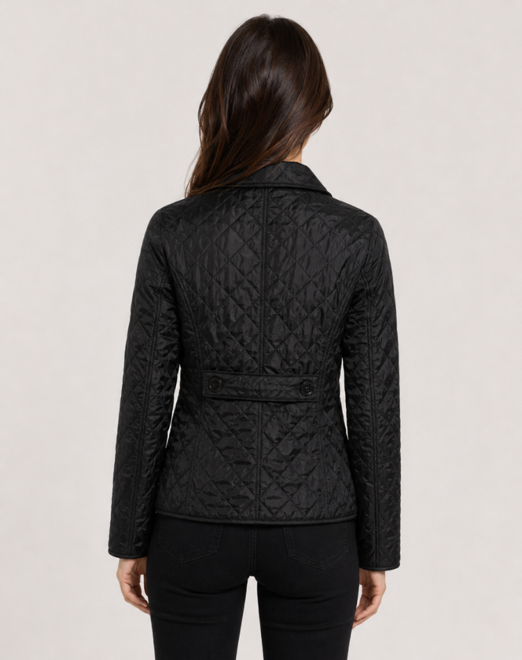 Women's Quilted Transition Jacket Elegant Button Collar