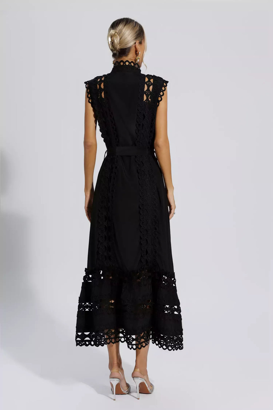 Chelsea Eyelet Midi Dress - Black