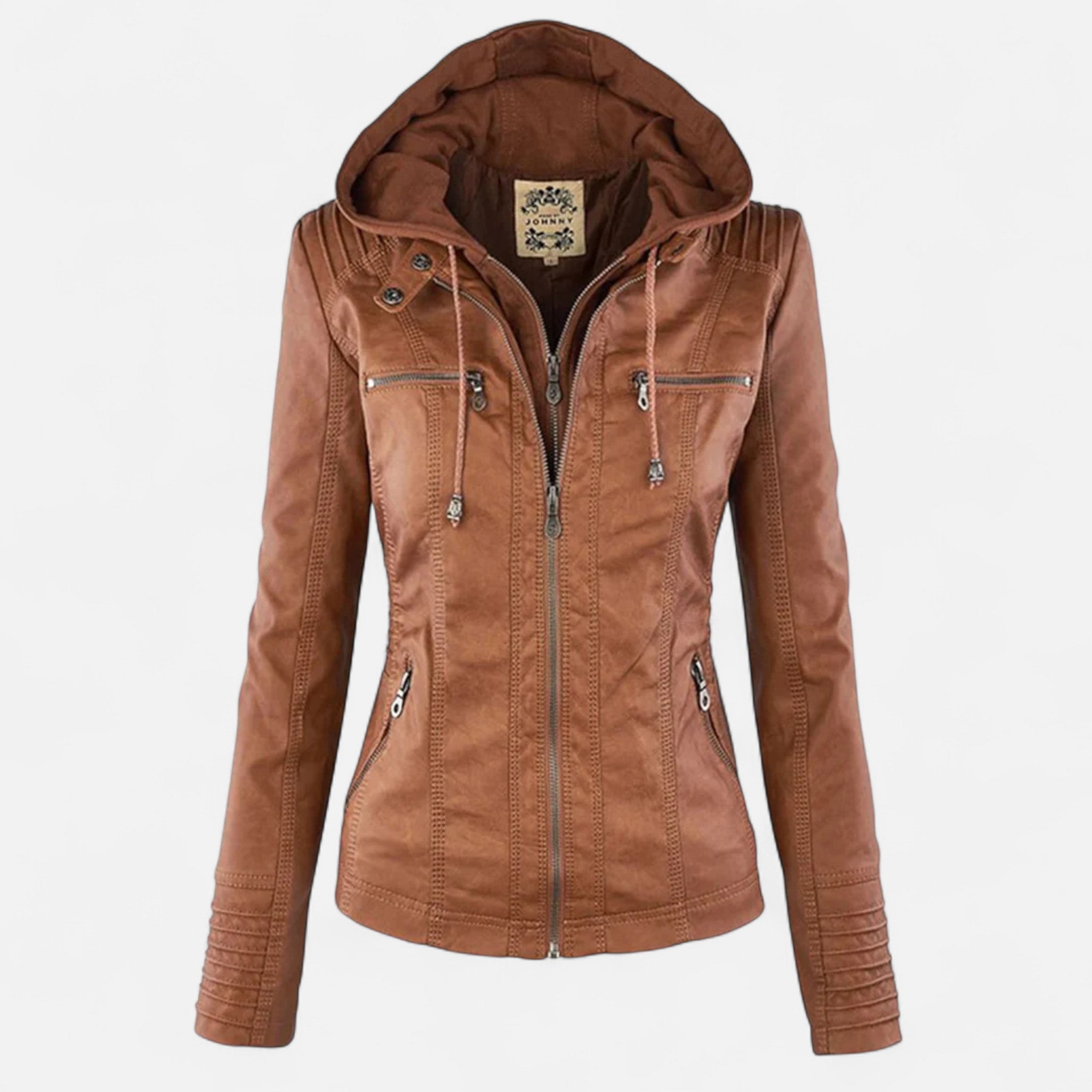 Women's Full-Grain Leather Jacket Tailored Fit Minimalist