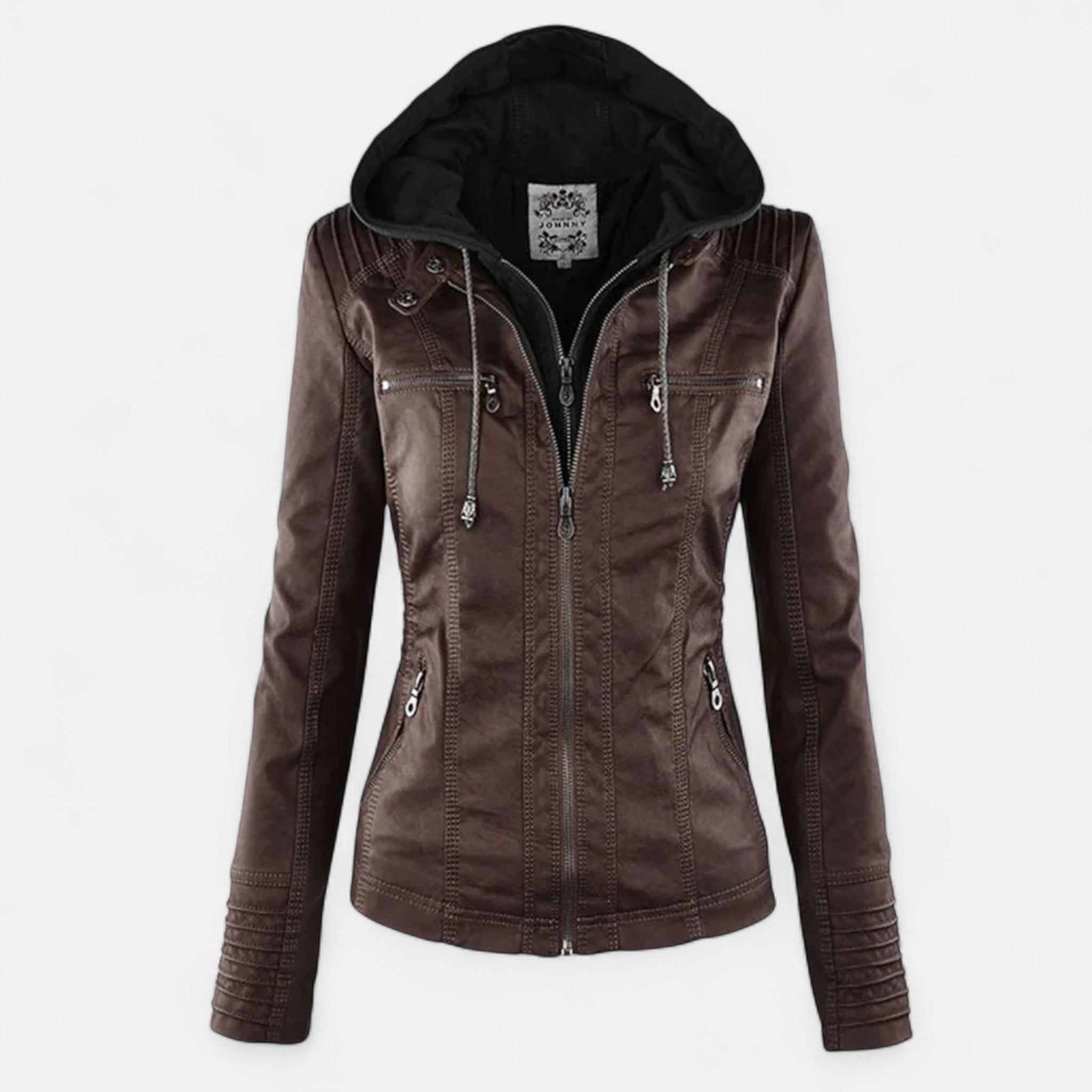 Women's Full-Grain Leather Jacket Tailored Fit Minimalist