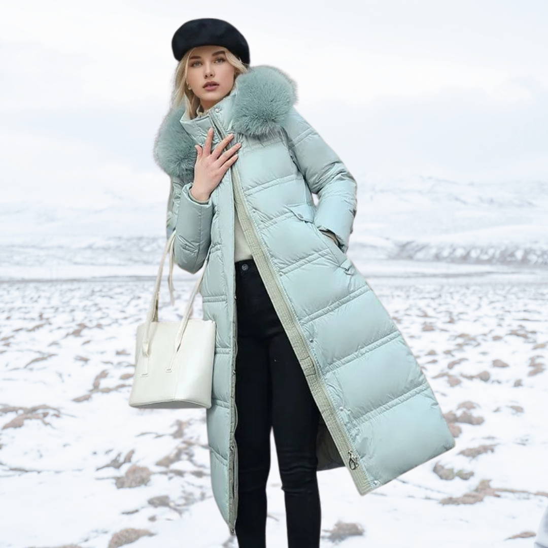 Women's Winter Parka with Fur-Trimmed Hood