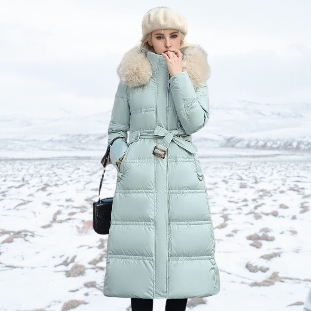 Women's Winter Parka with Fur-Trimmed Hood