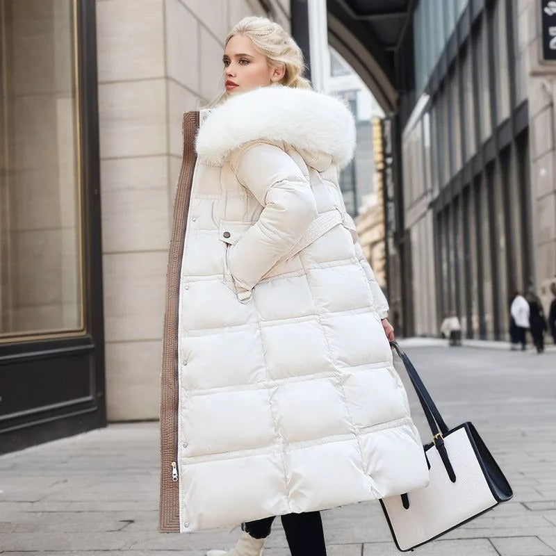 Women's Winter Parka with Fur-Trimmed Hood