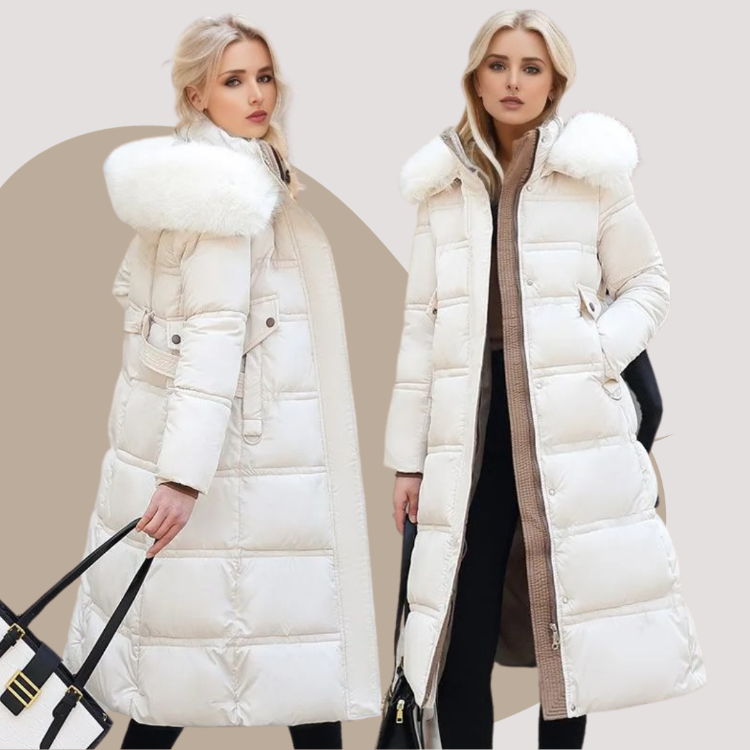 Women's Winter Parka with Fur-Trimmed Hood
