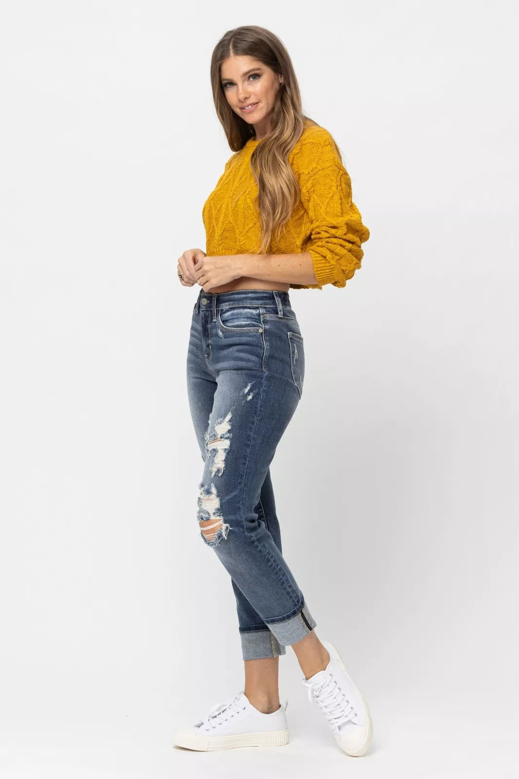 Veronique Sculpting Distressed Boyfriend Jeans