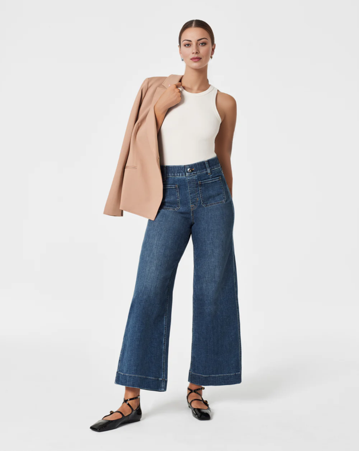 Charlotte Sculpting Cropped Wide-Leg Jeans