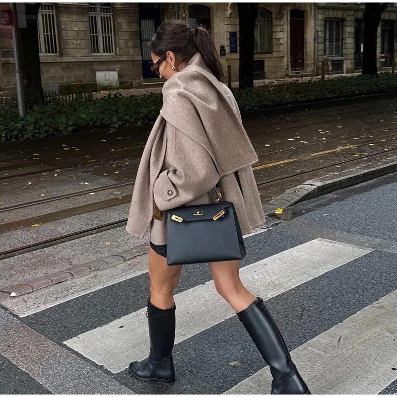 Women's Oversized Hooded Jacket with Button Front