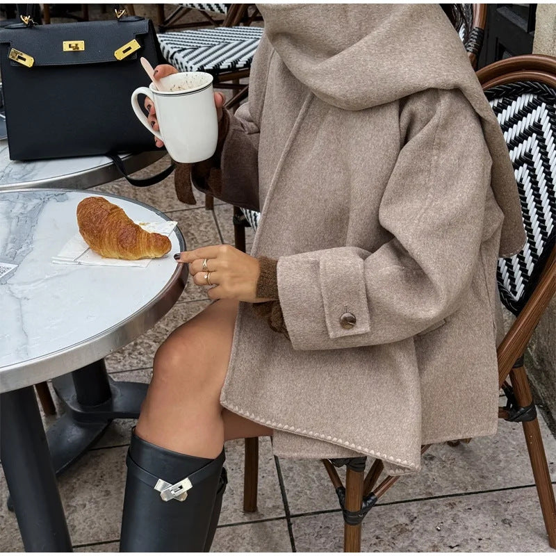 Women's Oversized Hooded Jacket with Button Front