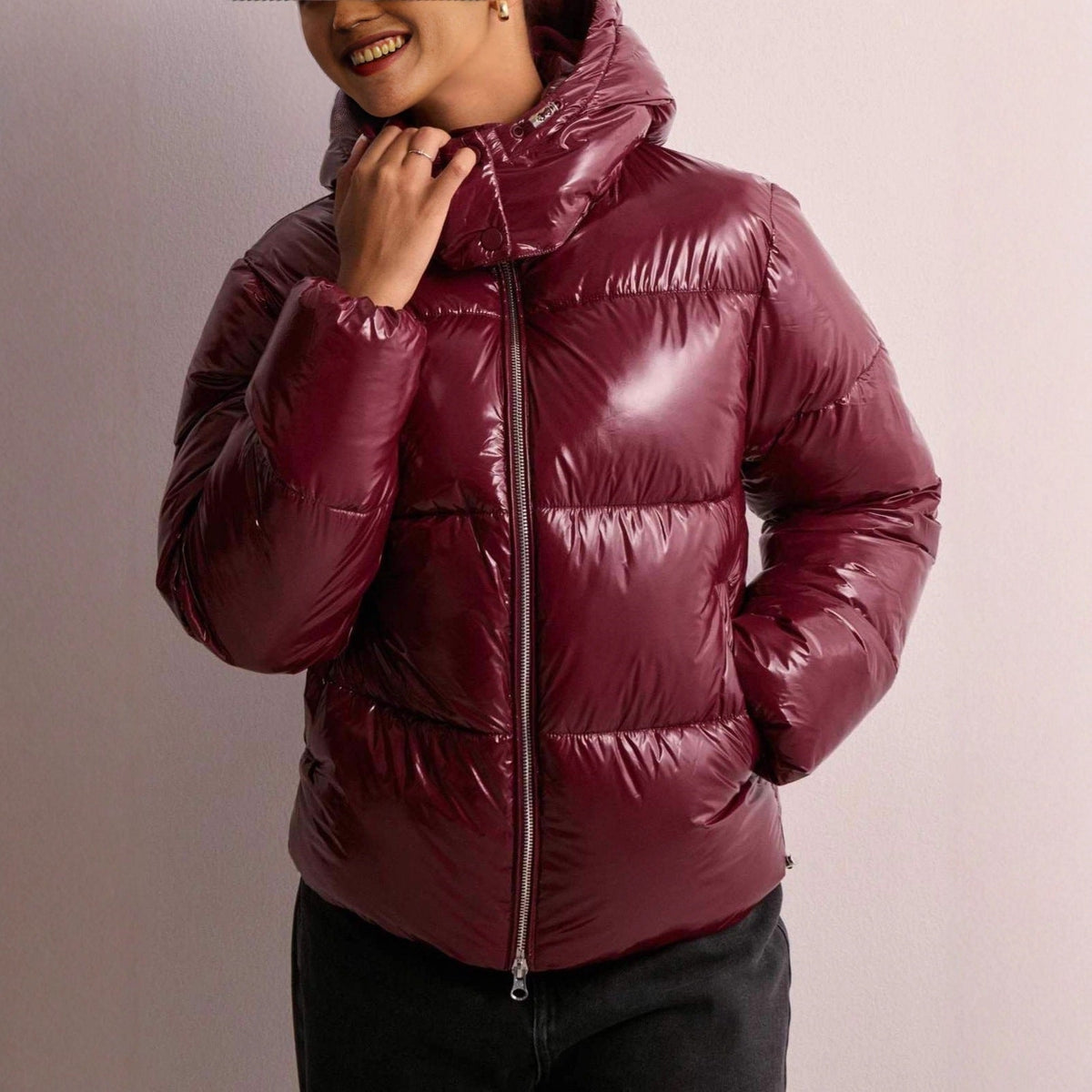 Women's Quilted Jacket with Hood and Pockets