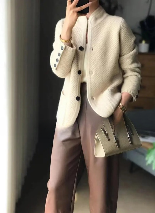 Women's Cashmere Cardigan Button Front Classic Elegant Fit