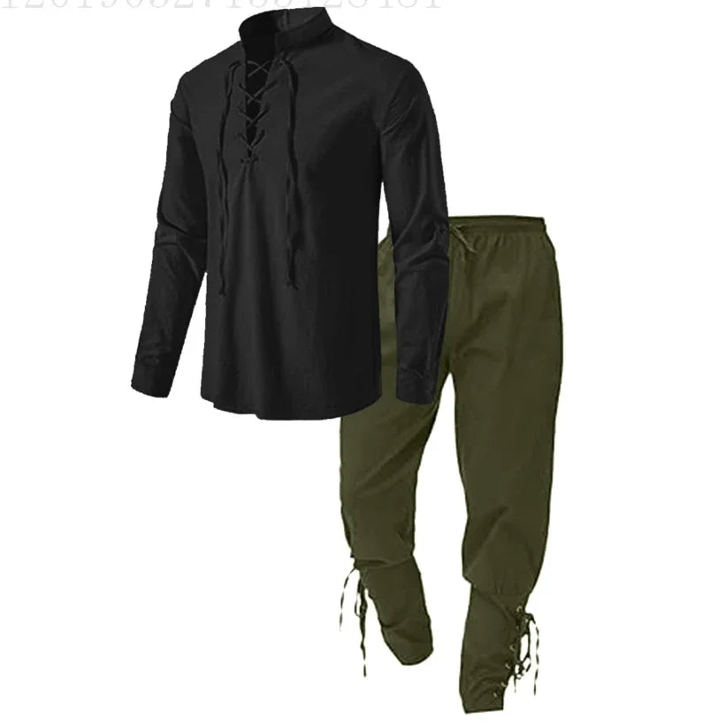 Medieval Pirate Shirt & Trousers Set Men's Halloween Cosplay