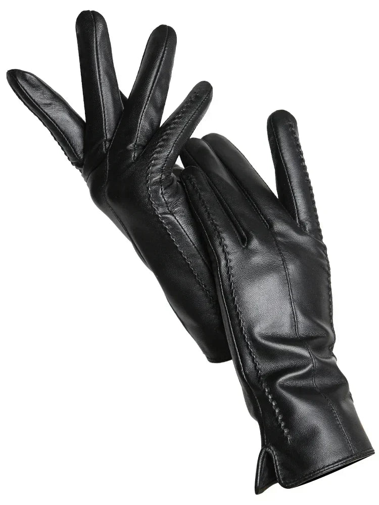 Gants d’hiver chauds en cuir pour femme