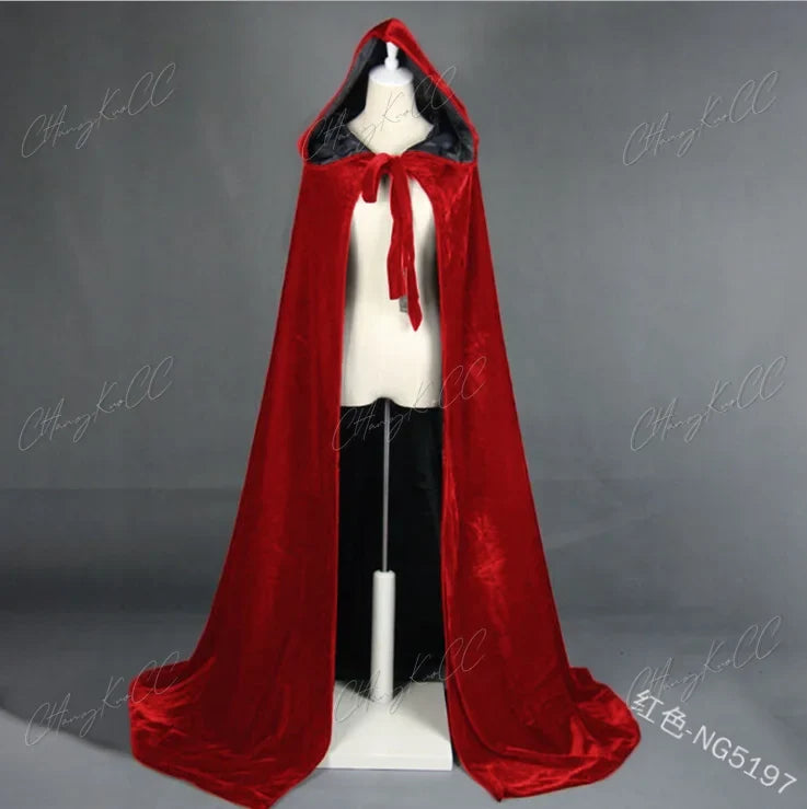 Velvet Hooded Cape Unisex Halloween Cosplay Witch Costume