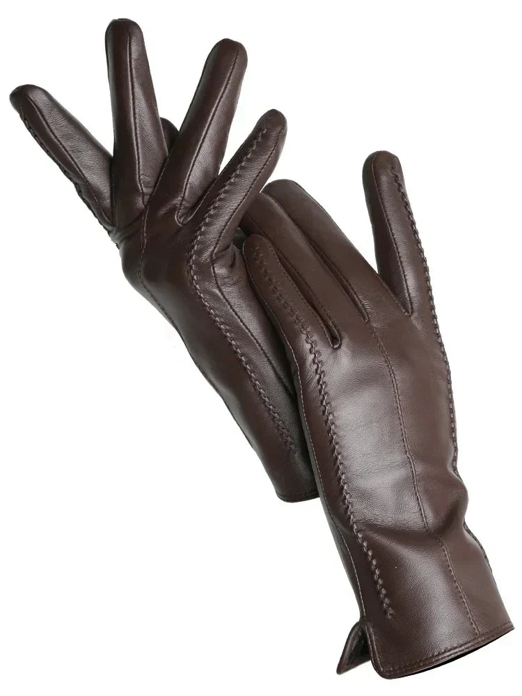 Gants d’hiver chauds en cuir pour femme