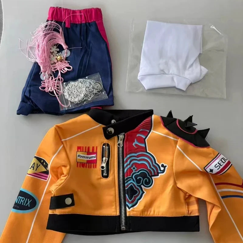 Colorful Cosplay Jacket, Shorts & Jewelry Set Women's Halloween