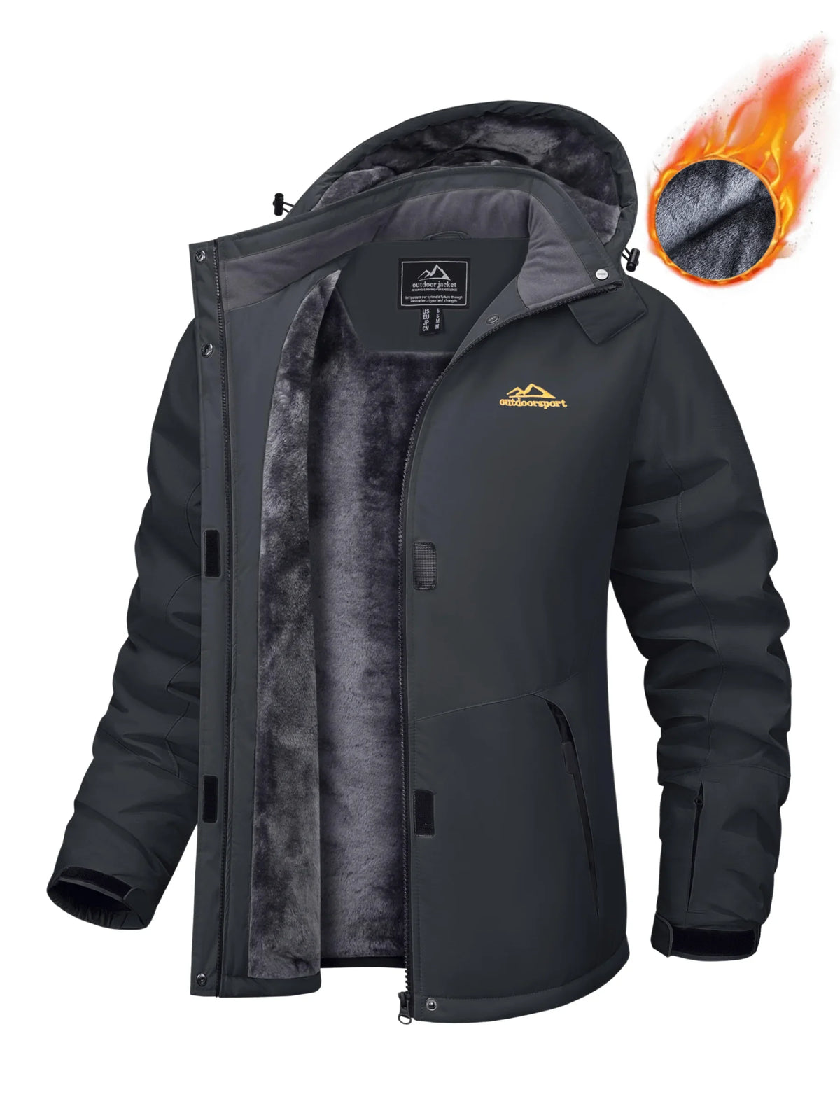 Parka impermeable para mujer con capucha y forro polar