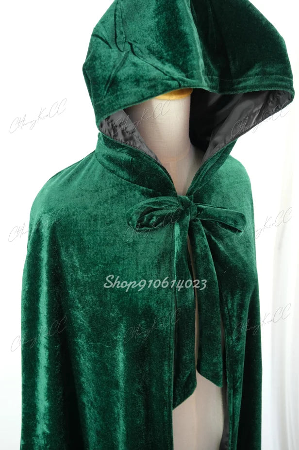 Velvet Hooded Cape Unisex Halloween Cosplay Witch Costume