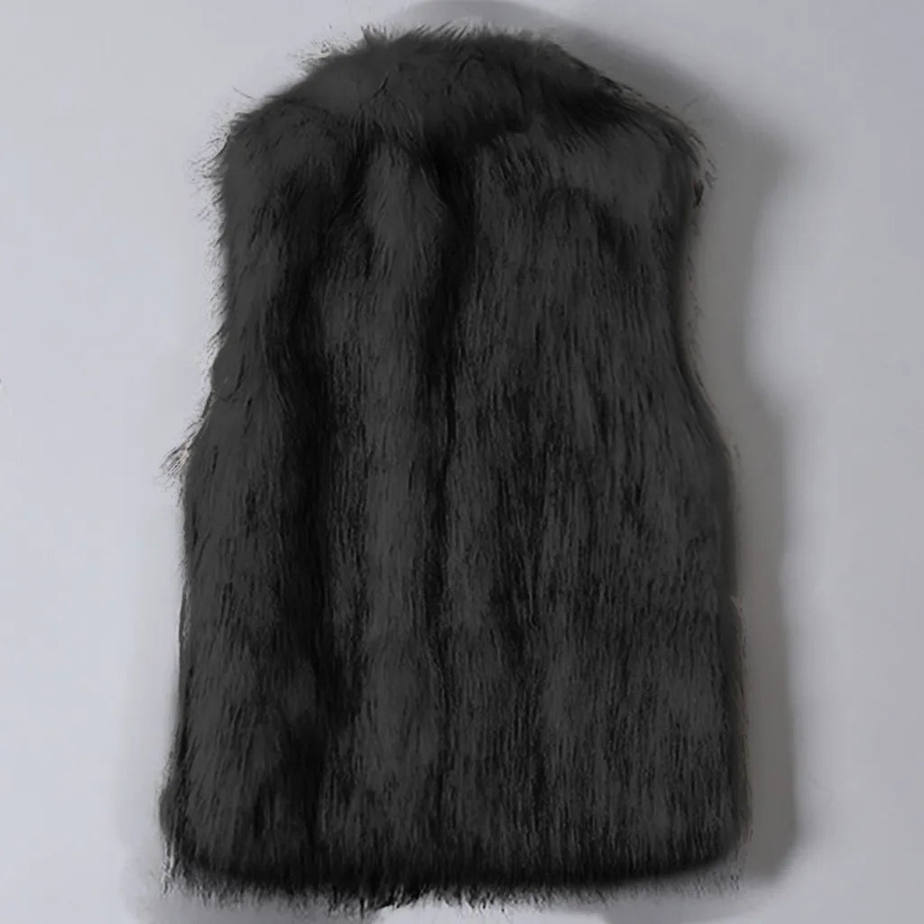 Women's Faux Fur Vest Plush Cotton-Blend Lined
