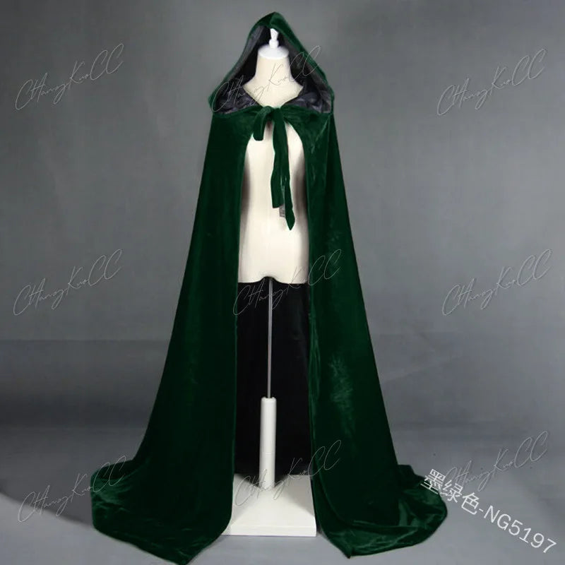Velvet Hooded Cape Unisex Halloween Cosplay Witch Costume