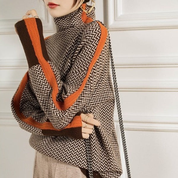Eleanor | Col roulé luxe en chevrons