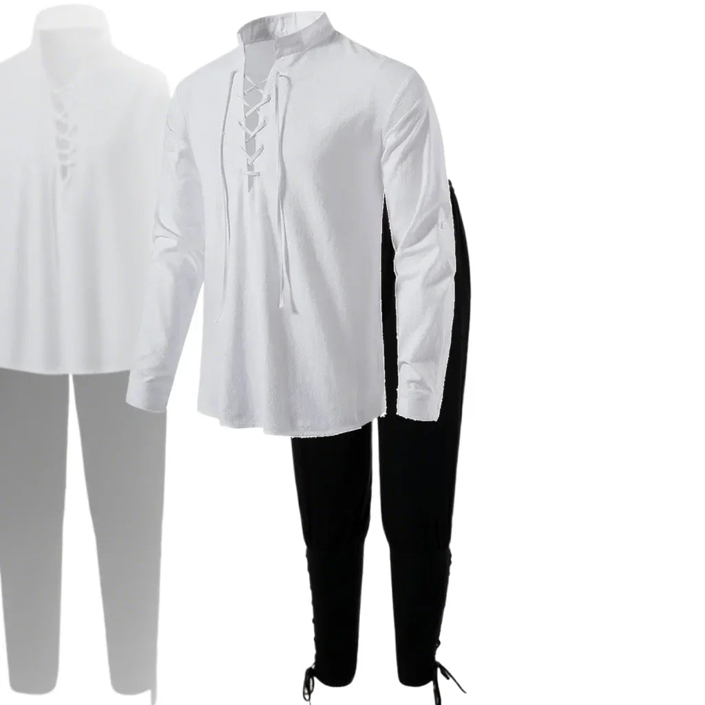 Medieval Pirate Shirt & Trousers Set Men's Halloween Cosplay