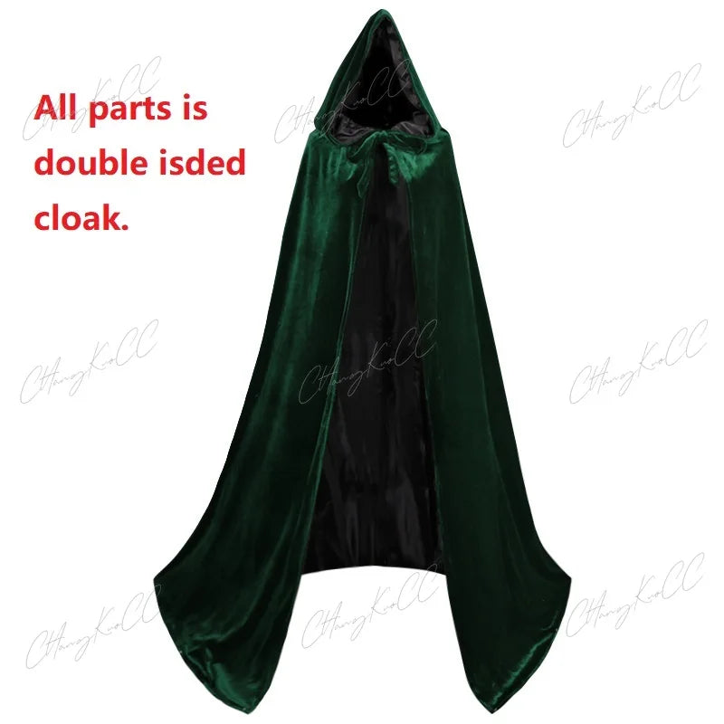 Velvet Hooded Cape Unisex Halloween Cosplay Witch Costume