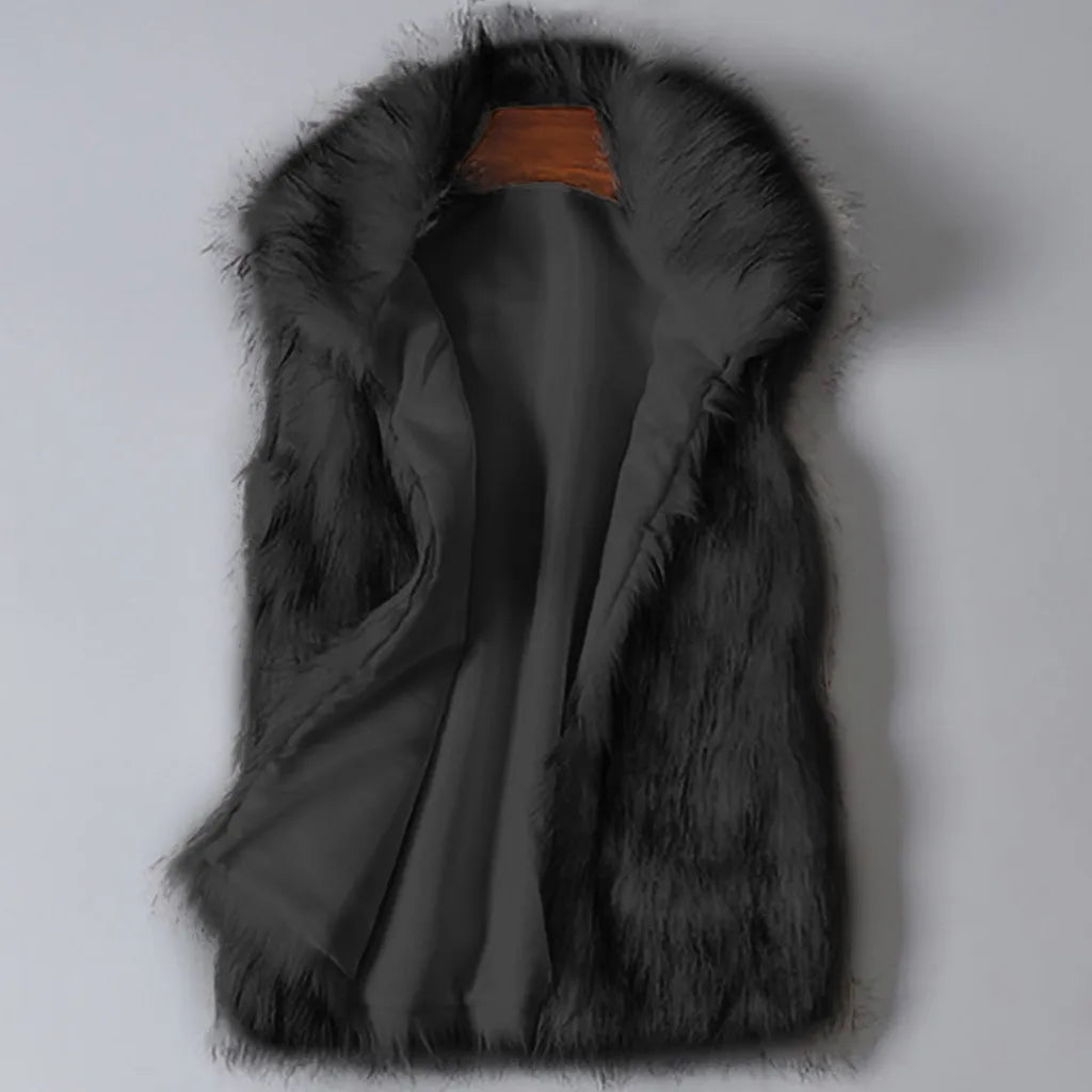 Women's Faux Fur Vest Plush Cotton-Blend Lined