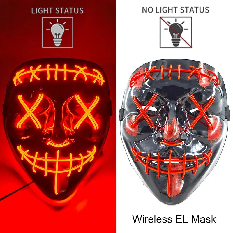 Light-Up LED Halloween Mask Unisex Cosplay Costume Party