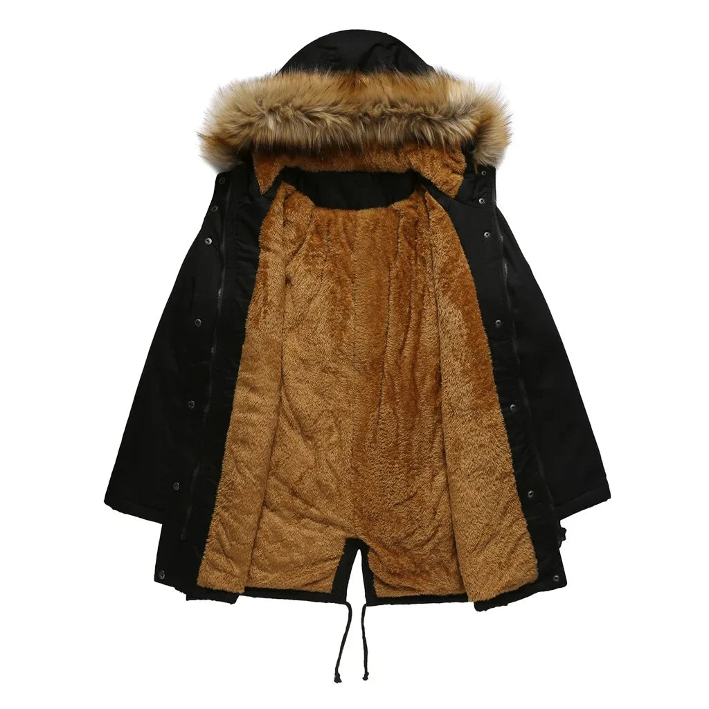 Women's Long Parka with Fur Collar