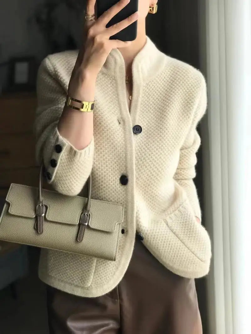Women's Cashmere Cardigan Button Front Classic Elegant Fit
