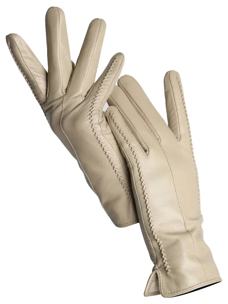 Gants d’hiver chauds en cuir pour femme