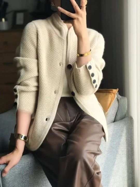 Women's Cashmere Cardigan Button Front Classic Elegant Fit