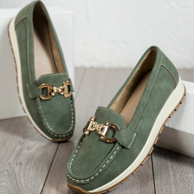 Eloise - Mocassins verts à boucle