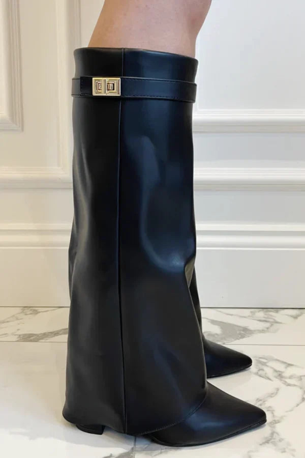 Women's Faux Suede Knee-High Boots Wedge Heel Zip