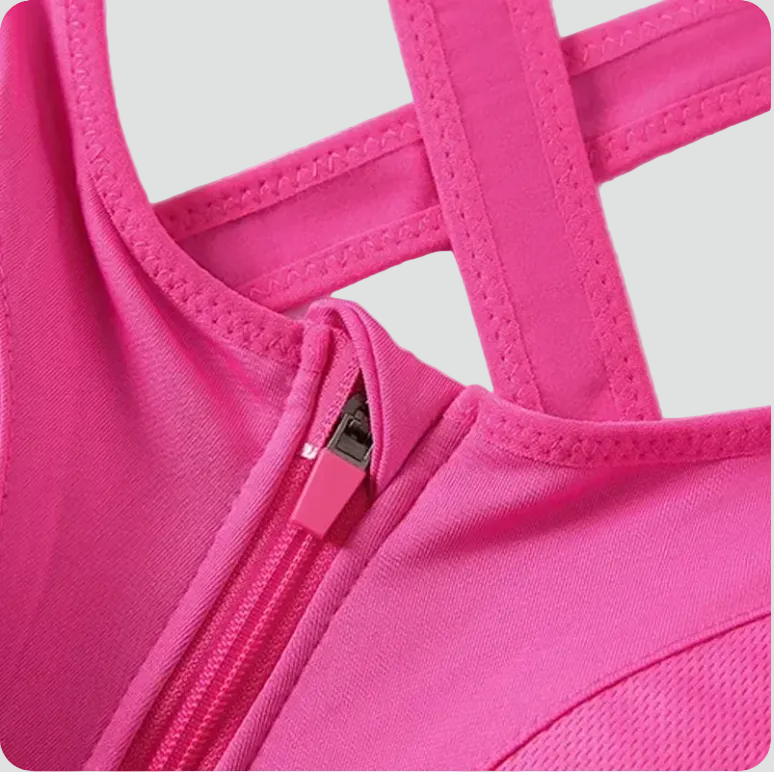 Women's Sports Bra with Front Zip and Back Adjustment