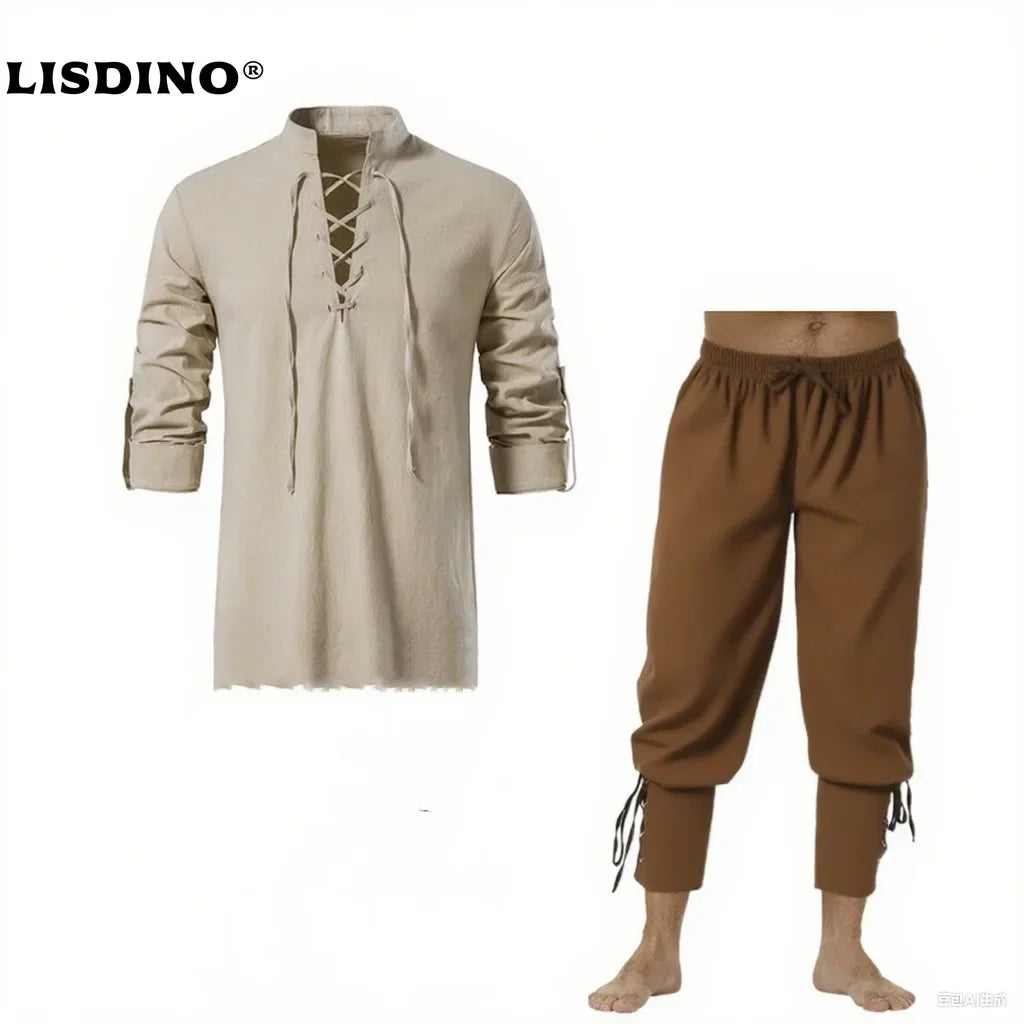 Medieval Pirate Shirt & Trousers Set Men's Halloween Cosplay