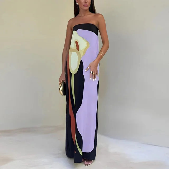 Lita Strapless Print Maxi Dress