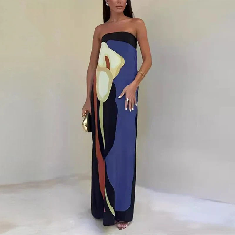 Lita Strapless Print Maxi Dress