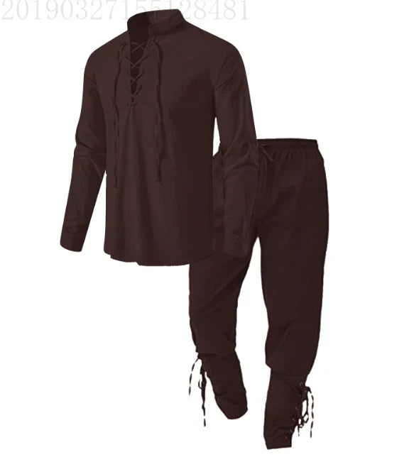 Medieval Pirate Shirt & Trousers Set Men's Halloween Cosplay