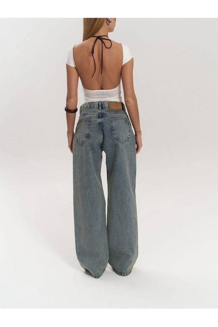 Luna Sheer Panel Wide-Leg Jeans