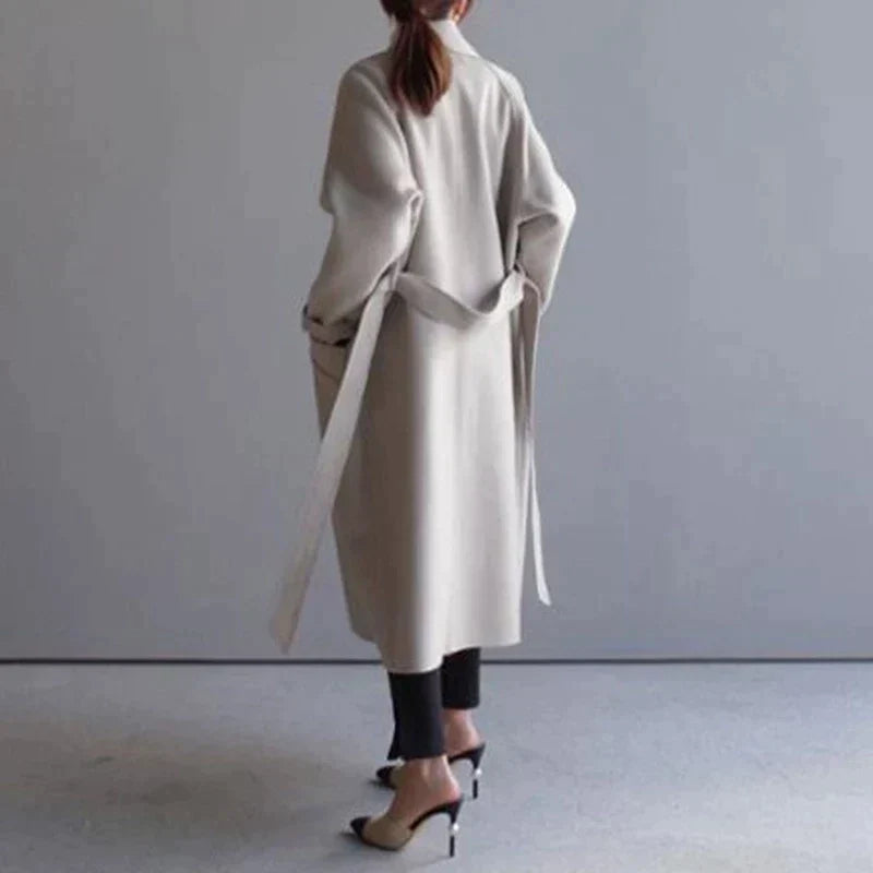 Women's Longline Wool Coat Sophisticated Warm Winter