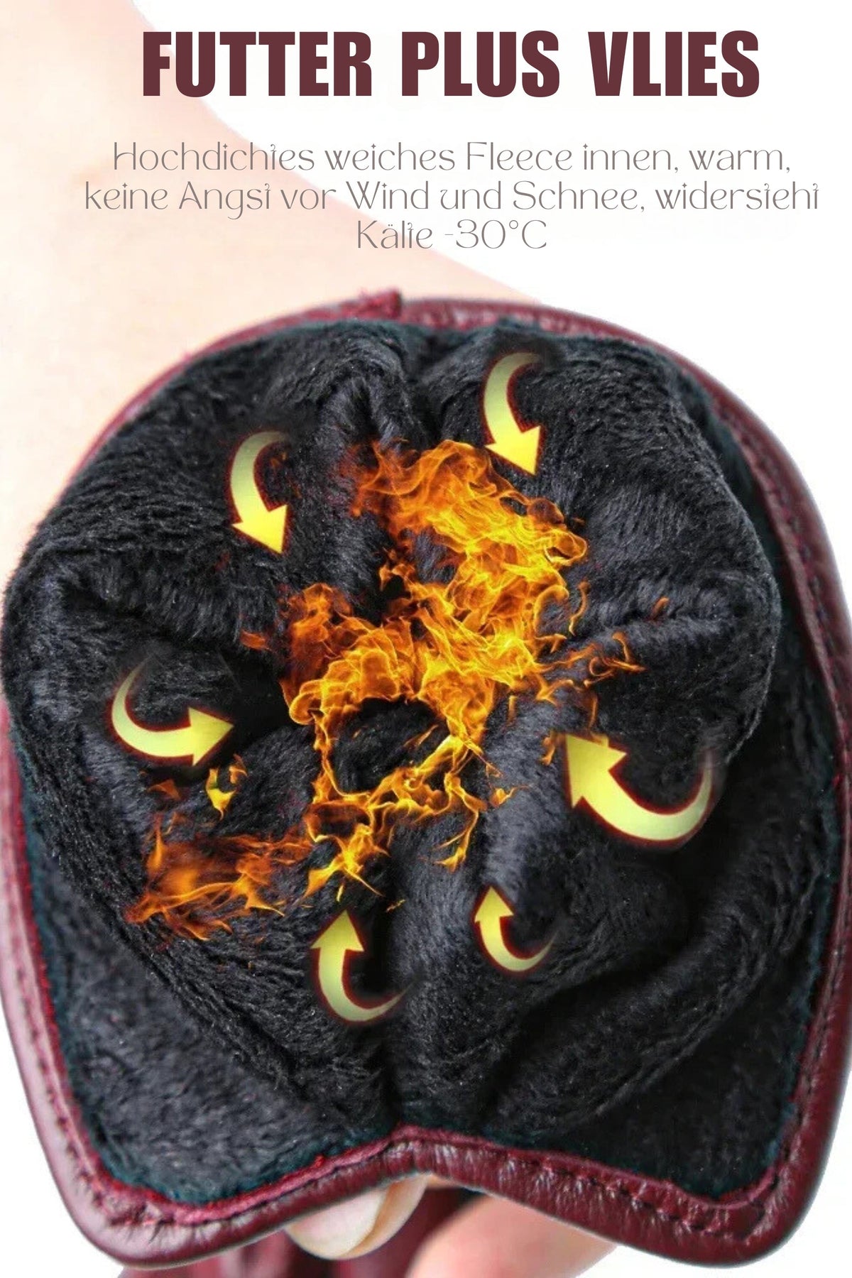 Gants d’hiver chauds en cuir pour femme