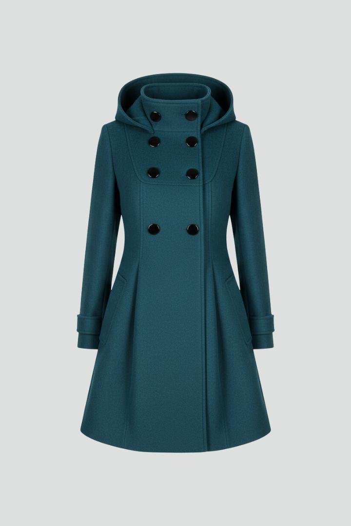 Manteau à capuche pour femme, idéal au quotidien, à double boutonnage sur le devant
