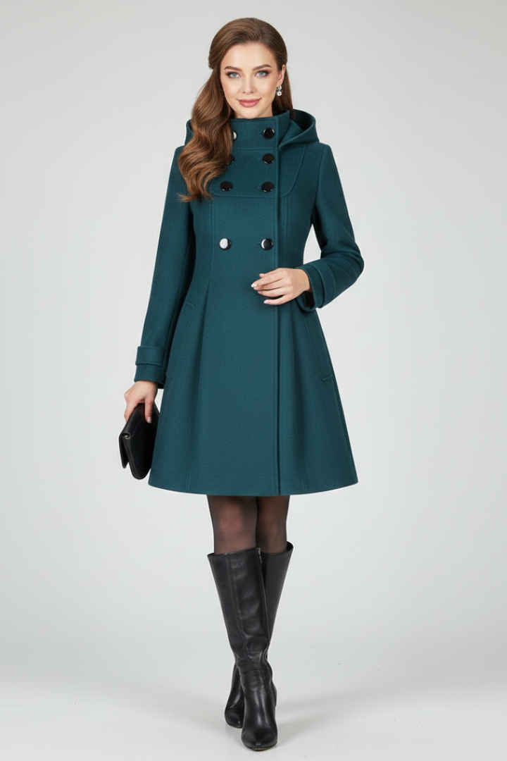 Manteau à capuche pour femme, idéal au quotidien, à double boutonnage sur le devant