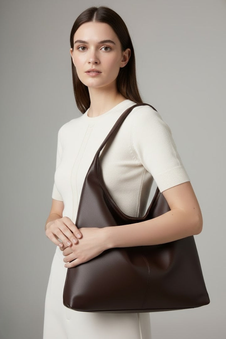 Borsa tote classica da donna in similpelle con ampio scomparto interno